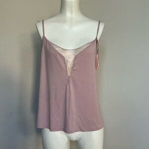 Victoria's Secret Dusty Rose Lace-Trim Satin-Inset Cami
